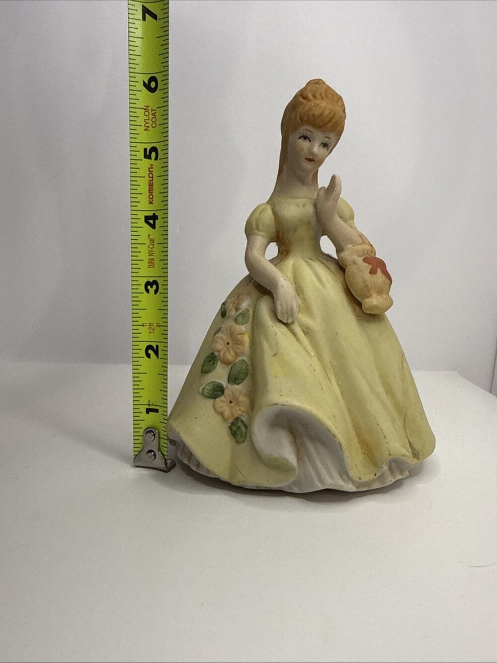 Vintage Girl Small Female Figurine Made of Bisque Porcelain 6”